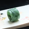 Cluster Rings Real Jade Handmade Dragon Hetian Green Ring Male And Female Gift Brand Mens