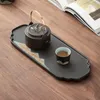 Vassoi da tè Vassoio in ceramica Semplice retrò rilassante Arte Accessori cinesi Pomeriggio Uovo Bandeija Zwart Utensili domestici