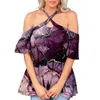 Women's T Shirts 10 Styles 2023 Women Off The Shoulder T-shirts Print Long Sleeve Tunic Tops Fall Casual Sexy Blouse Criss Cross Strappy