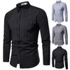 Men's T Shirts Pajama Large Business Striped Long-sleeved Printing Men's Shirt Tops Leisure Blouse Fashion Men Cotton