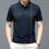 Herr t-skjortor browon varumärke ankomst män 2023 sommar smart casual loose yurn-down krage kläder rand kort ärm t-shirt