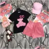 Set di abbigliamento Designer Kids Tshirt Pink Monogrammed Shoort Fashi