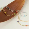 Hänghalsband bredd 2mm kedja rostfritt stål guldpläterad dopamin godis färg emalj pärlkabel boll choker halsband kvinnor smycken smycken