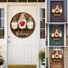 Couronnes de fleurs décoratives 1 pièces Gnome Interchangeable ferme porte d'entrée signe de bienvenue cintre avec accessoires pour outil de jardin 273a