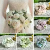 Varumärkesstil Artificial Rose Flower for Wedding Party Home Decor Fake Flowers Bridal Bouquet Decorative Wreaths2527