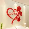 Wanddekoration Liebe Rose Sonderangebot 3D-Kristall-Acryl-Spiegelsticker Zimmer Schlafzimmer Warme romantische Hochzeitsideen Dekorationsaufkleber 230411