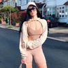 Felpa con cappuccio da donna Fedele da donna Cropped Tops 2023 Pallover casual primavera Summer Open Hip Hop Sleeve Long Tut Out Ho