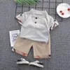 Kledingsets diimuu babyjongens t -shirt shorts kinderen meisje outfits pakken kinderen zomerse slijtage peuter tee shirts broek 230412