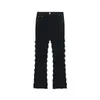 Jeans pour hommes Harajuku Hip Hop Streetwear rayé gland effiloché droit Baggy pantalon mâle Woomen noir décontracté Denim pantalon Y2k