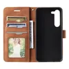 Étuis portefeuille en cuir pour Samsung S24 S23 FE Ultra S22 Plus A14 A34 A54 Sensation de main Anti-vol Swipe Frame Pocket ID Card Slot Holder Business Skin Feeling Pochette magnétique