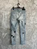 2023 Great New Mens nödställda rippade mager designer jeans ~ USA: s storlek 28-36 jeans ~ toppar kvalitet smal motorcykel moto cyklist kausal denim byxor hip hop jeans