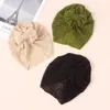 Chapeau Turban en tissu à mailles élastiques pour bébé, bonnet indien avec nœud pour nouveau-né, accessoires pour cheveux de nourrissons