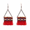 Kolczyki Dangle Bohemian Tassel for Women Ethnic Pendientes Boho Party Jewelry Cotton Rope Fringe Długie wiszące kolce Brincos