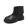 Сапоги для девочек, кожаные сапоги высокого качества, осень-зима, короткие ботинки в английском стиле для девочек, черные, коричневые туфли, детские G08244