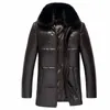 Leer Leer Faux Echte jas Men Winter Down Sheepskin Coat kraag Chaqueta Cuero Hombre 81S18001 YY264