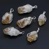 Citrine Natural Stone Irregular Prata Wire Pingente Crafts para Jóias Fazendo Charms Diy Acessórios de Brincho de Colar