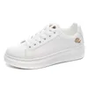 Klänningskor 2023 Kvinnor som kör vårens höst mode vit andas broderad blommor laceup casual sneakers zapatos de mujer 230412