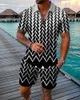 Tute da uomo Summer Hawaii Tuta da tuta Polo Set da 2 pezzi per uomo Business Fashion Casual stampato Trun Down Collar Abiti da uomo 230412