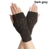 Cinq doigts gants femmes automne et hiver chaud demi-longueur tricoté sans doigts demi-doigt creux doux bras manche
