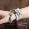 Filo tibetano macinazione a secco Stella bianca naturale Luna Seme di Bodhi 108 Mala Preghiera Bracciale Terzo occhio Pietra Fascino Gioielli buddisti Dropship