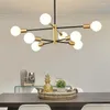 Lampes suspendues éclairage laiton bulle verre fer Salle A Manger lumières Vintage E27 lumière objets décoratifs pour la maison