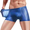 Calzoncillos Boxers de malla a rayas para hombre, Boxers cortos, ropa interior transpirable para hombre, Boxershorts de seda de hielo, bragas sexis