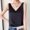 Camisoles Débardeurs Débardeur Femme Élégant Débardeur Débardeur Soie Brossée Décontracté Débardeur Satin Top Femme Sexy Col V Débardeur Bas Mince 230412