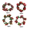 Dekorativa blommor Simulering Juleljus Garland Xmas Ring Wreath Party Supplies Mini för vardagsrumsheminredning
