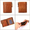 Wallets Genuine Leather Men Zipper Quality Real Cowhide For Man Short Black Wallet Top Thin Coin Bag