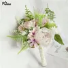 Flores de boda Meldel ramo de novia dama de honor ramo de suministros seda artificial rosa dalia champán decoración de fiesta