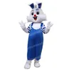 Halloween Weißes Kaninchen Maskottchen Kostüm Cartoon Charakter Outfits Anzug Erwachsene Größe Outfit Geburtstag Weihnachten Karneval Kostüm für Männer Frauen