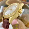 Damenuhr, 33 mm, mechanisches Uhrwerk, Lederarmband, Saphirglas, wasserdichte Armbanduhr, Business-Paar-Armbanduhr