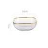 Plates Nordic Glass Plate Creative Square Shape Golden Stroke Salad Bowl Light Luxury Hammer Texture Soup Kitchen Tableware