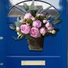 装飾的な花のドアハンガーフロントな窓照明ピンクピンクピンクの花バスケットマザーデイリースパープルラベンダー