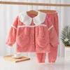 Clothing Sets Winter Children Clothes Baby Girls Plush Thickened Cashmere Jacket Pant 2Pcs Girl Kids Suit Keep Warm