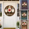 Couronnes de fleurs décoratives 1 pièces Gnome Interchangeable ferme porte d'entrée signe de bienvenue cintre avec accessoires pour outil de jardin 273a