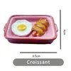 Dekorativa föremål Figurer 3D Simulering Matstil Kylskåp Magneter Pink Heart Egg Croissant Magnetiska dekorationsklistermärken för kylskåp 230412