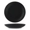 Plates Creative Black Frosted Western-style Dish Home Disc Deep Ceramic Striped Salad Bowl Soup Plate And White