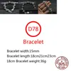 D78 S925 Sterling Silver Bracelet Fashion Letter Personalized Vintage Cross Flower Six Point Star Punk Hip Hop Style Lover Gift