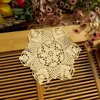 Table Mats Handmade Round Cotton Crochet Place Mat Pad Cloth Cup Doily Christmas Flower Placemat Wedding Kitchen Accessory