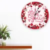 Horloges murales rouges fleurs de rose amour horloge moderne pour la décoration de bureau à la maison salon décor de salle de bain aiguille