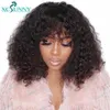 180density Short Afro Wig for Women Bob Curly Human Hair Wigs with Bangs Full Black /brown/red Synthetic HEAT Resistant
