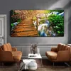 Canvas pintando a ponte de madeira imprimida nas montanhas pintura a óleo na imagem de parede artística para a sala de estar Cuadros decoração decoração de casa