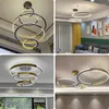 Lâmpadas pendentes Candelador de teto lustres de sala de estar anel de lustres para jantar quarto nórdico decoração de casa lumin led led lumin