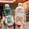 500 ML Kawaii Bear Thermos Bottle Cute Kids Straw Water Bottle Insulated Stainless Steel Student Girls Thermal Drink Bottles 21101260u