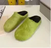 Fashion Fur Slippers Women Round Toe Horse Hair Slides Female Mohair Black Rose Red Green Mules Shoes Flat Half Slipper Woman Casual plush shoes 06