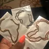 Orecchini a bottone Esagerato Mappa dell'Africa Geometria in metallo cavo Grande per gioielli da donna per feste coreane