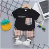 Clothing Sets Baby Boys Girls Plaid Toddler Infant Summer Clothes Kids Outfit Short Sleeve Casual T Shirt Shorts Drop Delivery Matern Dhbcf