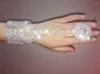 Stage Wear Clear Crystal Strass Abend Handkette Slave Armband Ring Coil Wrap Bauchtanz Körperschmuck Hochzeit Braut Armreif