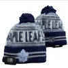 Maple Leafs Beanies Doronto Cap Yün Sıcak Spor Örgü Şapkası Hokey Kuzey Amerika Takımı Çizgili Kenar Hattı ABD Koleft Pom Şapkalar Erkek Kadınlar A0